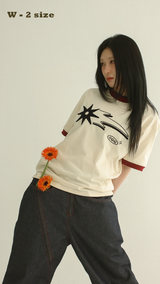 シューティングスターリンガーTシャツ @ アイボリー * レッド