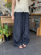 [unisex] Orihi Non-Fade Banding Wide Denim Pants