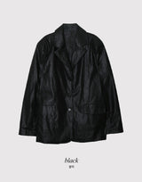 #Simple Leather Overfit Leather Jacket (2color)