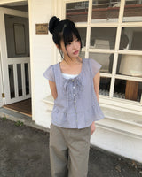 メイリ フリル ショートスリーブ ブラウス