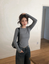 DN Border Round Slim Warm T-shirt (5color)