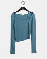 Nuel square neck thong slit long sleeve T-shirt