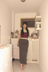 ディープUネックリブクロップドスリーブレス (BURGUNDY)