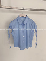 sleeve ribbon line short-sleeved shirt