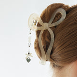 Ribbon Beads Drop Hair Tongs Pin