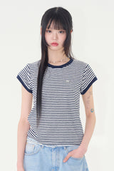 Marine terry stripe tee
