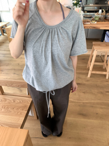 String shirred t-shirt