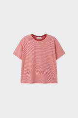 ストライプカラーウェイクロップド半袖Tシャツ