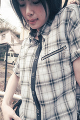 Studded check shirts (White)