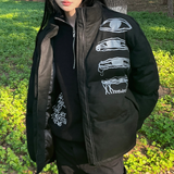 RELABEL Suede Print Thickened Warm Down Jacket With Stand Collar, Fashionable Brand Cotton Jacket, Pioneer Jacket For Men and Women