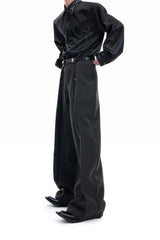 Pleated Straight Leg Trousers