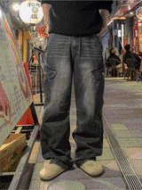 タチウォッシュドカーゴデニムパンツ