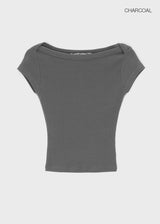 [B-BASIC] ベーシックリブボートネック半袖Tシャツ (2 SIZE)