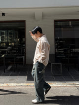 Dying patch carpenter denim