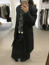 ファインウールチェックロングコート (2color)
