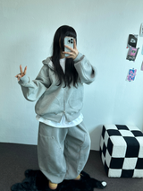 SHEEP FLEECE🐑PIGMENT STRAP RIVET BALLOON LONG PANTS💙🩶🤍3COLOR
