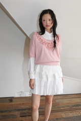 FLOWER DECO RIBBON TOP PINK