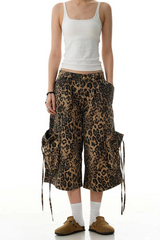 Leopard Print Cargo Jorts