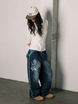 RAW CUT DENIM PANTS (WASHED BLUE)