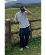 Back-banding raw denim pants