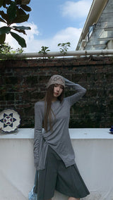 Side strap soft long-sleeve t-shirt