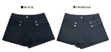 モダンツーベルトボタンビジューショートパンツ