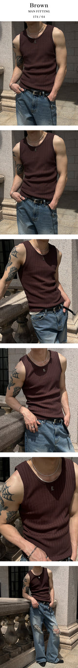 [S/S] High ribbed logo sleeveless(6color)