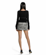 76 CRACKED TEXTURE MINI SKIRT BLACK