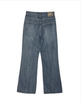 faded autumn washing semi wide denim pants