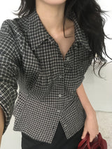 ピンタックプラエドスリムシャツ