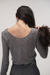 Wool boat neck T (Black)