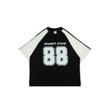 PEANUT STAIN - オールド マネー 88 デュオ サイド ブラック ボクシー オーバーサイズ Tシャツ