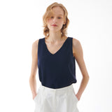 リネンVネックノースリーブニット NAVY