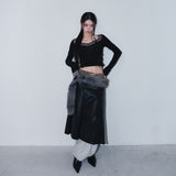 cross patch lace sleeve - black