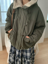 Felch Check Wool Quilted Bomber Padding Jumper