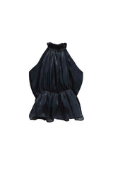 PEARL HALTERNECK TOP / BLACK