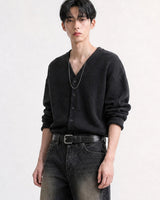 (UNISEX) Knitted V-Neck Cardigan