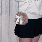 [Mini.ver] ファウムリボンフレームミニバッグ (handmade bag)