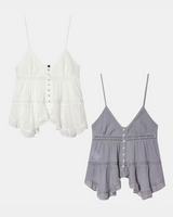 LACE BREEZE BUTTON CAMI TOP (WHITE, VIOLET GRAY 2COLORS!)