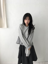 Plaid Frill Hoodie Tee
