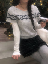 Freak Dot Frill Banding Knit Skirt