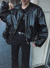 Ebonic Crop Leather MA-1