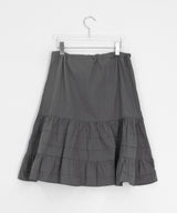 ヘヤ ピンタック フリル ティアード ミディ スカート