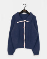 Lupe line color oversized fit collar knit cardigan