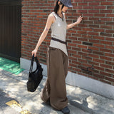 Slim basic layered diagonal long tank top sleeveless