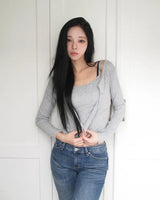 Eka Ribbed Crop Cardigan set