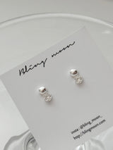 [silver 925] mini ball cubic earring necklace set / daily guest look simple silver wedding