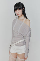 JENNIE BUTTONED TOP (SS ver.) grey beige