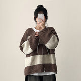 Robin color matching Dangara V-neck loose fit knit