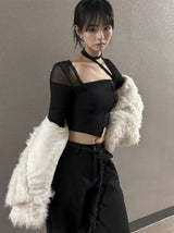 Mesh see-through string t-shirt